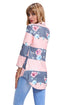 Blush Charcoal Striped Floral Print Split V Neck Tunic